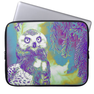 Majestic Owl op Snowy Branch Hoesje Laptop Sleeve