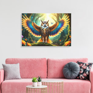 Majestic Owl Phoenix Hybrid Canvas Afdruk