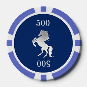 Majestic Paard Marine Blauw en Zilver Poker Chips