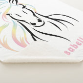 Majestic Paard met Lange, Vloeiende, Kleurrijke Ma Sherpa Deken (3/4)