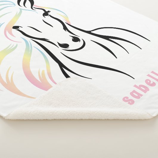 Majestic Paard met Lange, Vloeiende, Kleurrijke Ma Sherpa Deken (3/4)