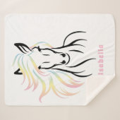 Majestic Paard met Lange, Vloeiende, Kleurrijke Ma Sherpa Deken (Voorkant (horizontaal))