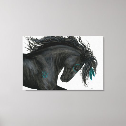 Majestic Paard Turquoise Veren van Bihrle Canvas Afdruk (Voorkant)