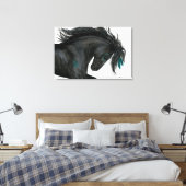 Majestic Paard Turquoise Veren van Bihrle Canvas Afdruk (Insitu (Slaapkamer))