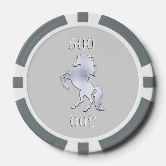 Majestic Paard Zilver Poker Chips (Voorkant)