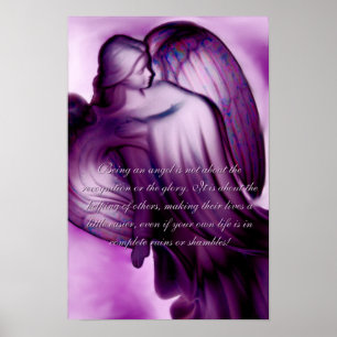 Majestic Paarse Angel met Gezegde Poster