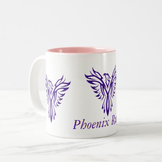 Majestic Paarse Phoenix Rising two-tone mok (Voorkant links)