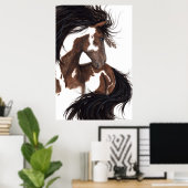 Majestic Paint Pinto Art Poster Horse door Bihrle (Thuiskantoor)