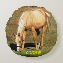 Majestic Palomino Horse - Fine Art Fotografie Rond Kussen