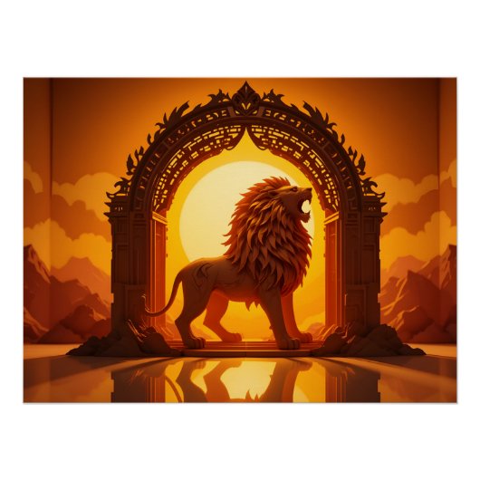 Majestic Papercraft Lion Perfect Poster (Voorkant)