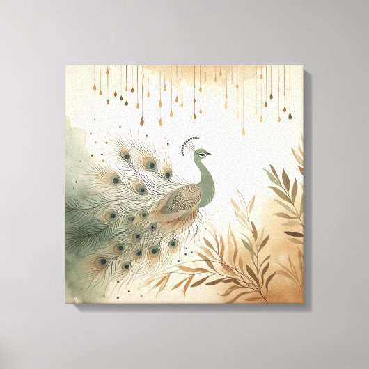Majestic Peacock Canvas Print – Vibrant Feathers  (Voorkant)