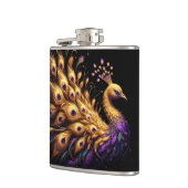 Majestic Peacock die Paarse en Gouden Veer tonen Heupfles (Links)