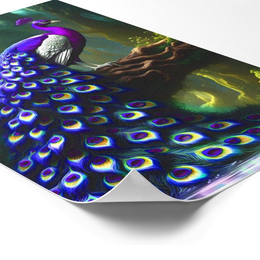 Majestic Peacock Digitale Kunst Printable Poster (Hoek)
