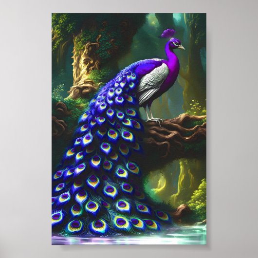 Majestic Peacock Digitale Kunst Printable Poster (Voorkant)