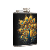 Majestic Peacock Display blauw en goud Heupfles (Rechts)