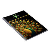 Majestic Peacock Elegance Monogram Notitieboek (Rechterzijde)