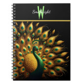 Majestic Peacock Elegance Monogram Notitieboek (Voorkant)