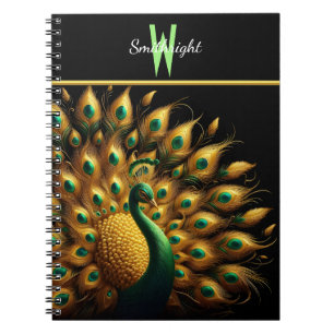 Majestic Peacock Elegance Monogram Notitieboek