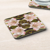 Majestic Peacock en Amaryllis Candy Cane Bier Onderzetter (Linkerzijde)