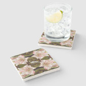 Majestic Peacock en Amaryllis Candy Cane Stenen Onderzetter (Zijkant)