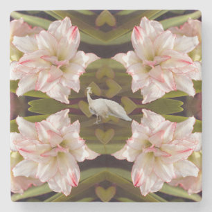 Majestic Peacock en Amaryllis Candy Cane Stenen Onderzetter