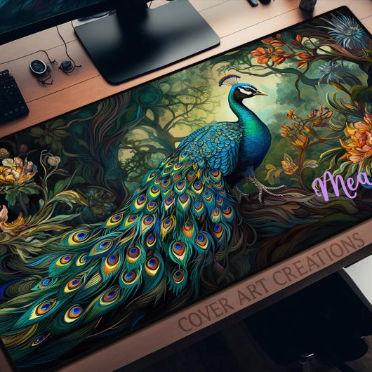 Majestic Peacock gepersonaliseerde bureau mat