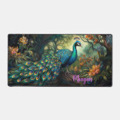 Majestic Peacock gepersonaliseerde bureau mat (Voorkant)