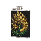 Majestic Peacock in Witte Ruimte Heupfles (Links)