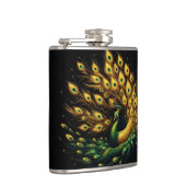 Majestic Peacock in Witte Ruimte Heupfles (Rechts)