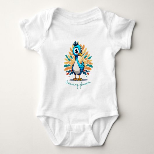 Majestic Peacock met kleurrijke staart Romper (Voorkant)