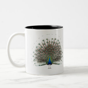 Majestic Peacock met kleurrijke staart Tweekleurige Koffiemok