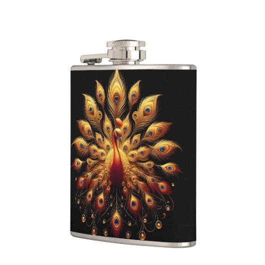 Majestic Peacock met zijn verenkleed Heupfles (Links)