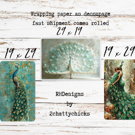 Majestic Peacock Set Decoupage Inpakpapier Vel