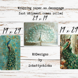Majestic Peacock Set Decoupage Inpakpapier Vel