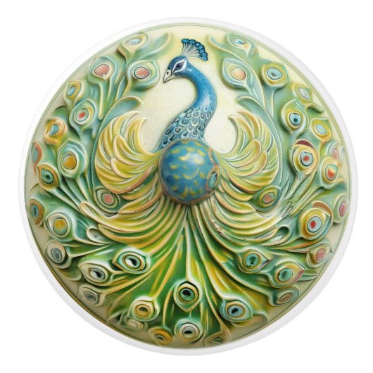 Majestic Peacock Splendor Keramische Knob Pull Keramische Knop (Voorkant)