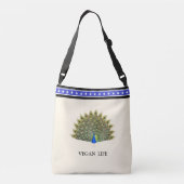 Majestic Peacock & Stars op Ivoor Crossbody Tas (Achterkant)
