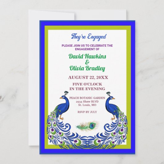 Majestic Peacock Verloving Invitation Kaart (Voorkant)