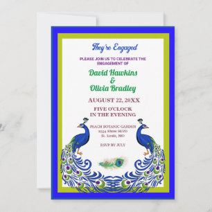 Majestic Peacock Verloving Invitation Kaart