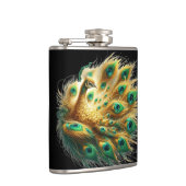 Majestic Peacock Vertoningen Groen en Geel Plumage Heupfles (Rechts)