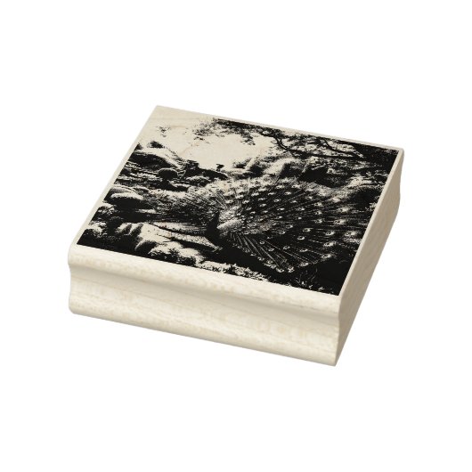 Majestic Peacock Wood Art Stamp Rubberstempel (Stempel)