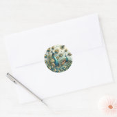 Majestic Peacocks – Levendig Veerscherm Ronde Sticker (Envelop)