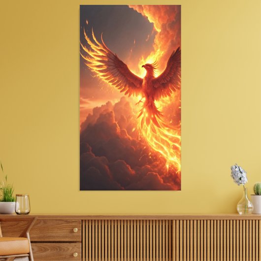Majestic Phoenix is herboren zijn gloeiende sint Canvas Afdruk (Insitu (Woonkamer))