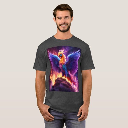 "Majestic Phoenix Resurgence: levendige gekleurde  T-shirt (Voorkant volledig)