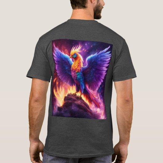 "Majestic Phoenix Resurgence: levendige gekleurde  T-shirt (Achterkant)