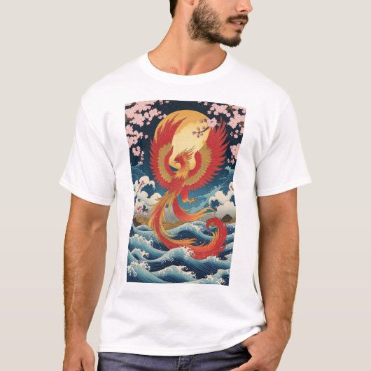Majestic Phoenix Rising - Japanese Fantasy Art T-shirt (Voorkant)