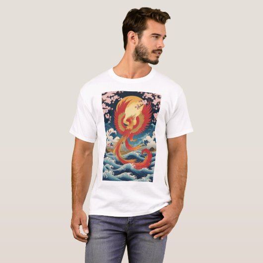 Majestic Phoenix Rising - Japanese Fantasy Art T-shirt (Voorkant volledig)