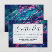 Majestic Pink Blauwgroen Groene Stapelnevel Save The Date (Voorkant / Achterkant)