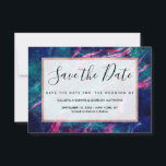 Majestic Pink Blauwgroen Groene Stapelnevel Save The Date<br><div class="desc">Maistisch,  modern,  roze en blauwgroen groen marmer abstract sterrennebula.</div>