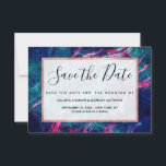 Majestic Pink Blauwgroen Groene Stapelnevel Save The Date<br><div class="desc">Maistisch,  modern,  roze en blauwgroen groen marmer abstract sterrennebula.</div>