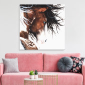 Majestic Pinto Horse Painting beroemd gemaakt door Canvas Afdruk (Insitu (Woonkamer))